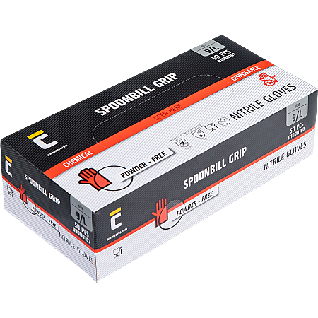 Extra silné jednorázové rukavice SPOONBILL GRIP nitril, nepudr, ORANŽOVÉ, 50ks