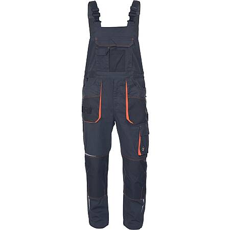 Pracovní montérkové kalhoty s laclem EMERTON STRETCH, šedá/oranžová